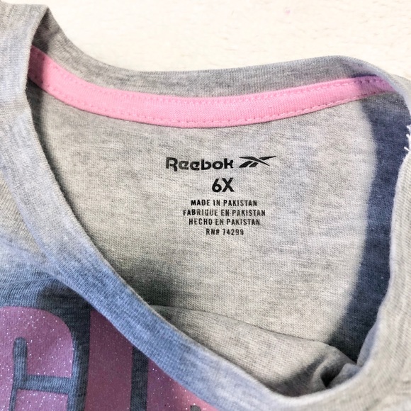 🆕Girl’s Reebok GIRLS NEVER QUIT Glitter Tee 6X - Picture 6 of 8
